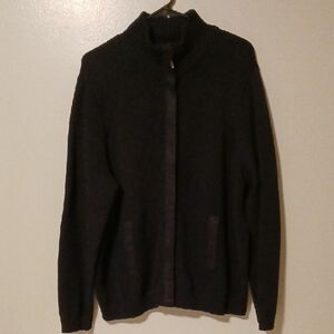 Ralph Lauren Black Zip-Up Knit Sweater